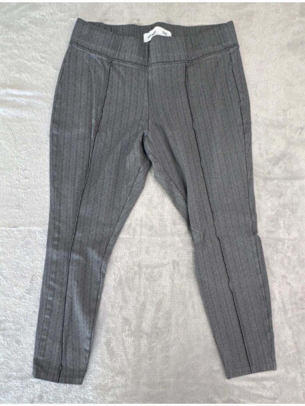Old Navy High Rise Gray Herringbone Ankle Pants Women Stretch Skinny Leg